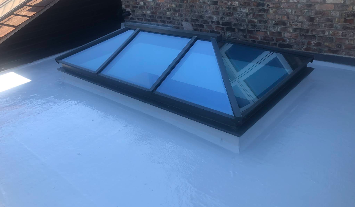 Flat roof with skylight